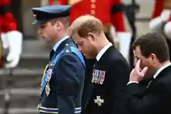 Prince William and Prince Harry at the Queen's funeral procession