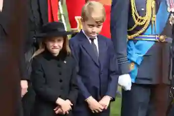 Princess Charlotte and Prince George at the Queen's funeral