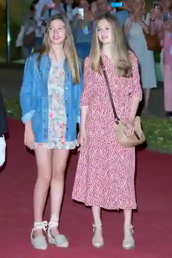 25-06-2022 Madrid Princess Leonor and Princess Sofia leaving the show De Sheherazade, directed by Maria Pages (Princess