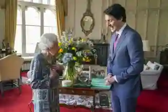 Queen Elizabeth II and Canadian Prime Minister Justin Trudeau on March 7, 2022