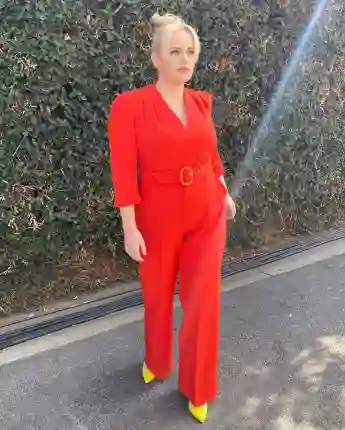 Rebel Wilson in red jumpsuit on Instagram