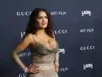 Salma Hayek with XL cleavage in November 2022