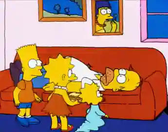 Bart, Lisa, Maggie y Homer Simpson. Los Simpson, Estados Unidos, 17 de diciembre de 1989.