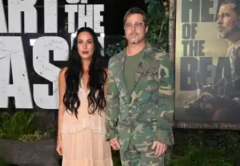 A Rare Appearance: Ines de Ramon and Brad Pitt