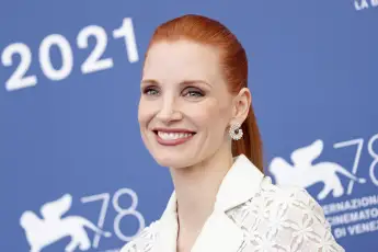 Jessica Chastain attends the photocall of "Scenes From A Marriage" during the 78th Venice International Film Festival.