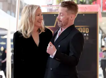 Macaulay Culkin and Catherine O'Hara at Macaulay's Walk-Of-Fame appearance