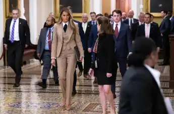 Melania Trump in a masculine look