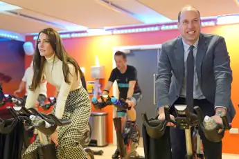 Prince William Princess Kate exercise bikes gym event 2023 photos pictures
