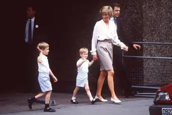 Princess Diana with Prince William and Prince Harry