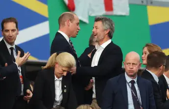 Prince William and King Frederik at the England v Denmark 2024 European Championship match