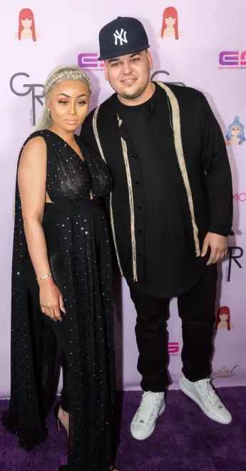 Rob Kardashian and Blac Chyna arrive at her Blac Chyna Birthday Celebration And Unveiling Of Her "Chymoji" Emoji Collection.