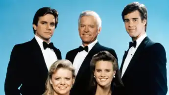 Santa Barbara cast deaths alive today Charles Bateman as "C.C. Capwell" (back row centre)