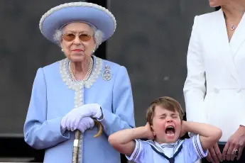 Queen Elizabeth II and Prince Louis sweet moment Trooping the Colour 2022 photos pictures
