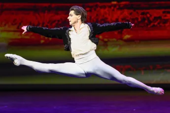 RUSSIA, MOSCOW - FEBRUARY 5, 2024: Mariinsky Theatre principal dancer Vladimir Shklyarov performs during the ballet show