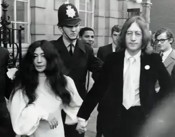 Beatle John Lennon and Yoko Ono in London, November 1968.