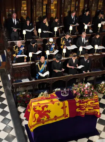 Funeral of the Queen. The seat in front of King Charles III remains empty