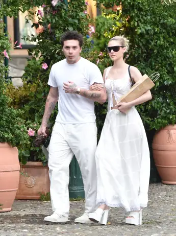 Brooklyn Beckham and Nicola Peltz in Portofino on July 4, 2022