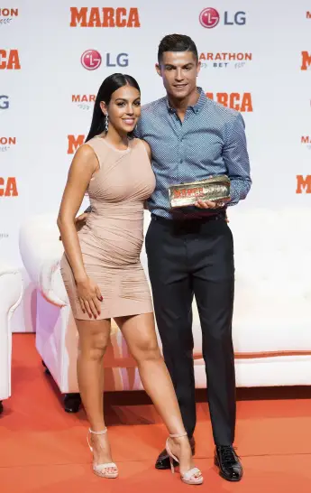 Georgina Rodriguez and Cristiano Ronaldo together on the red carpet in 2019