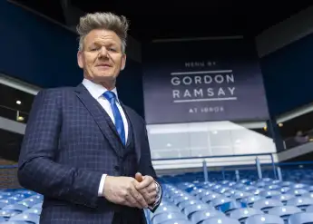Celebrity Chef Gordon Ramsay visits his restaurant at Ibrox during today s Old Firm match at Ibrox. Rangers v Celtic, Ci