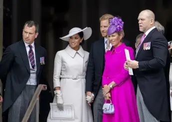 Duchess Meghan, Prince Harry, Zara Tindall and Mike Tindall Anniversary Queen