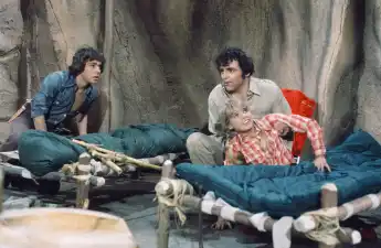 LAND OF THE LOST, (from left): Wesley Eure, Spencer Milligan, Kathy Coleman, 1974-77. Courtesy Everett Collection !ACHTU