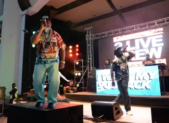 DELRAY BEACH - MAY 28: DJ Mixx and Brother Marquis of 2 Live Crew perform during the I Want my 90s Back Concert at the O