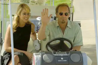 Kevin Costner and finacee Christine Baumgartner at the Mark & Brian (KLOS) Celebrity Golf Tournament at the Industry Hil