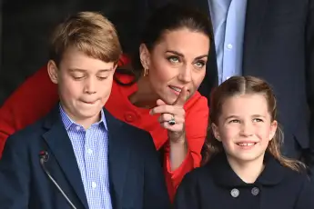 Duchess Kate with Prince George and Princess Charlotte at the Queen's Jubilee celebrations
