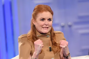 Sarah Ferguson, Duchess of York, guest of Rai talk show Porta a Porta, presents her book 'Her Heart for a Compass'. (Antonelli/AGF/Maria Laura Antonelli)