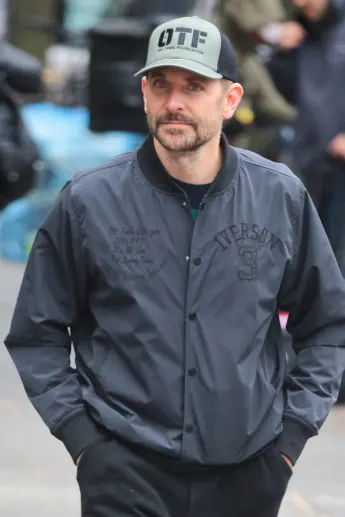 Bradley Cooper spotted out for a walk in New York City, wearing an Allen Iverson jacket. Featuring: Bradley Cooper Where