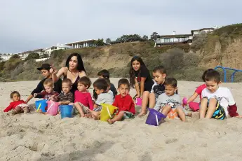 **EXCLUSIVE** Nadya Octomom Suleman is spotted taking her octuplets to the beach for a day of fun 71840, LOS ANGELES CAL