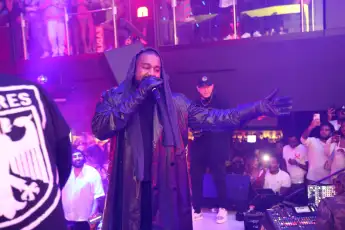 Kanye West, DJ Khaled, Lil Wayne, Ty Dolla Sign, Teyana Taylor and Zoey Dollaz at LIV on Sunday as part of Art Basel. Fe