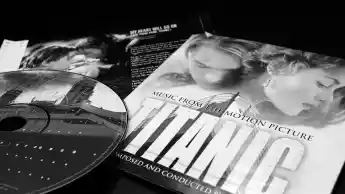 Rome, Italy: February 17, 2023: cd of the soundtrack of the film by james cameron, Titanic. with Leo