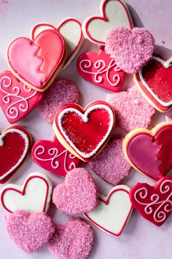 pile of heart cookies for valentine s day Boston, Massachusetts, United States R_RZVZ240122-1338253-01