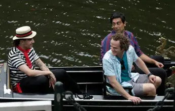 Syndication: The Providence Journal Actors Adam Carbone (left) as Paul, Abhi Sinha (top right) as Jason and Nick Pasqual