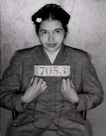 Syndication: The Montgomery Advertiser A booking mug of Rosa Parks as seen in the probate office at the Montgomery Court