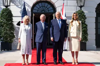 Donald and Melania Trump and King Charles III with Camilla