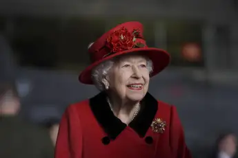 Queen Elizabeth II visiting HMS Queen Elizabeth in Portsmouth on May 22, 2021