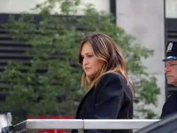 Mariska Hargitay while filming Law & Order: SVU in New York on May 17, 2021