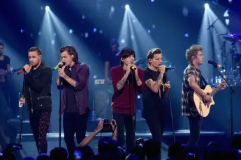 One Direction during a live performance in Las Vegas in 2014.