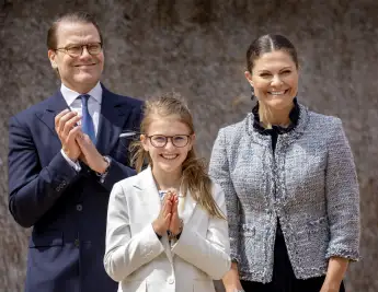 Prince Daniel, Princess Estelle and Princess Victoria at an event in May 2022