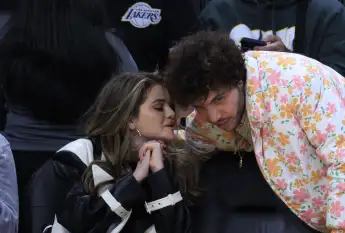 January 3, 2024, Los Angeles, California, USA: Selena Gomez and Benny Blanco attend the NBA, Basketball Herren, USA game