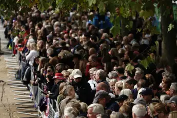 Spectators for the Queen's funeral procession