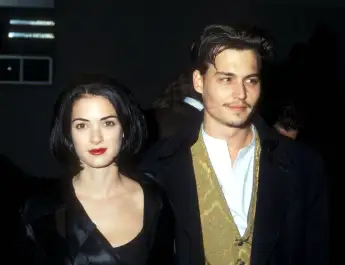 Winona Ryder and Johnny Depp at the premiere of Edward Scissorhands