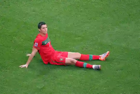 Portugal v North Korea 21/06/2010 World Cup. Portugal v Korea DPR. Cristiano Ronaldo sits dejected after failing to get