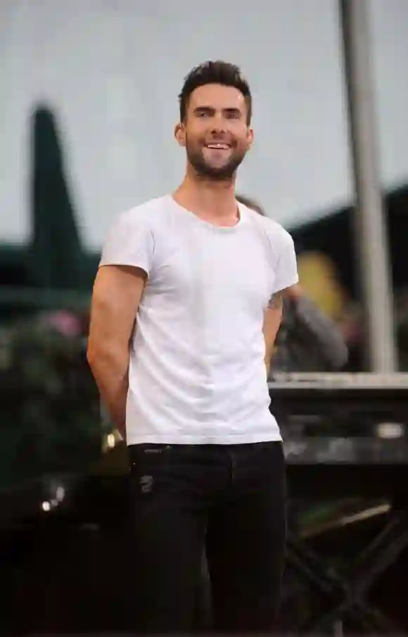 Adam Levine of Maroon 5 performs on ABC's "Good Morning America" on June 27, 2008 at Bryant Park in New York City.