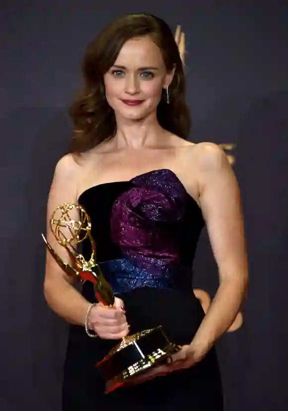 Actor Alexis Bledel winner of the Outstanding Drama Series award for The Handmaid s Tale appears b