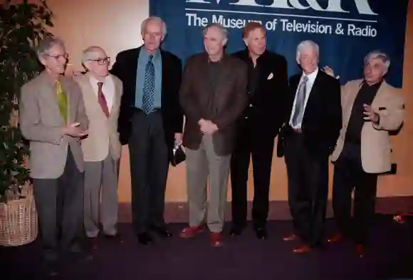 Allan Arbus, Harry Morgan, Mike Farrel, Alan Alda, Wayne Rogers, William Christopher and Jamie Farr at the William Paley