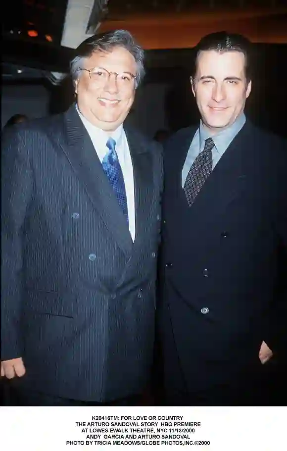 Andy Garcia and Arturo Sandoval at the 2000 premiere of 'The Arturo Sandoval Story'