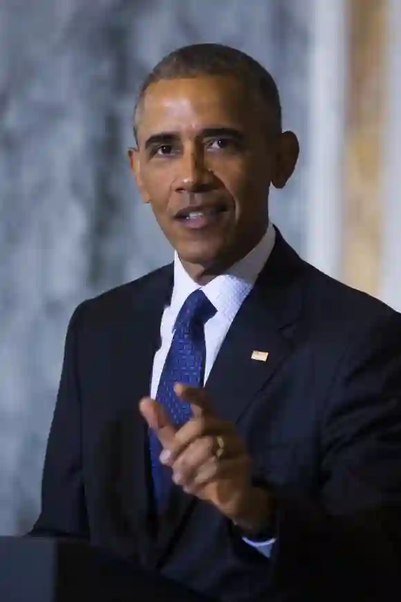 Barack Obama speaks on the Orlando shooting at the Treasury Department after convening with his National Security Council on June 14, 2016 in Washington, DC.